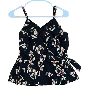 Design Lab Lord & Taylor Black Floral Camisole Size Medium Blouse